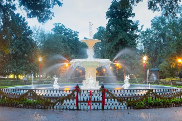 Big white water fountain